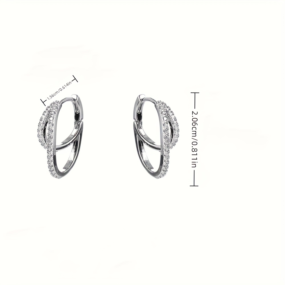 Women's Irregular Double-Layer Ear Hoops with Synthetic Zirconia